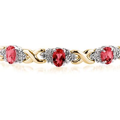 14k Yellow Gold Diamond and Ruby Bracelet