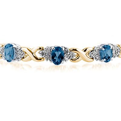 14k Yellow Gold Diamond and  Sapphire  Bracelet