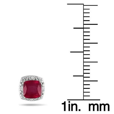 10K White Gold Ruby and 1/10 Carat TDW Diamond Earrings 
