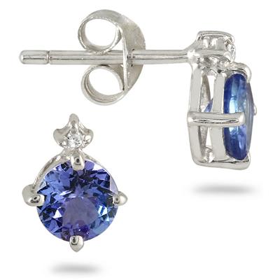 9ct White Gold 7mm X 5mm Oval Tanzanite Stud Earrings - Jewellery From