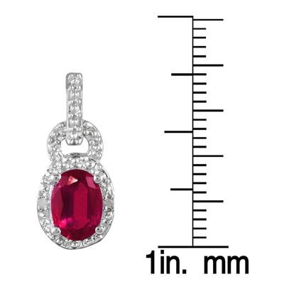 Created Ruby and Genuine Diamond Estate Earrings in .925 Sterling Silver
