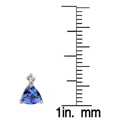 7/8 Carat All Natural Trillion Shape Tanzanite and Diamond Stud Earrings in .925 Sterling Silver