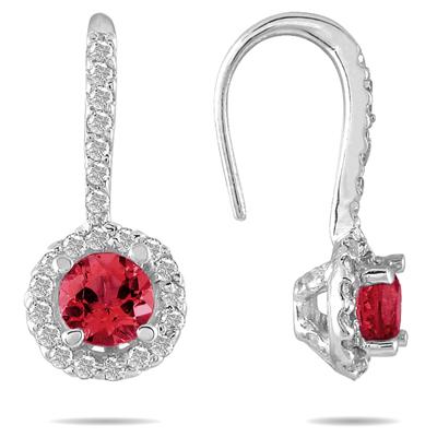 3/4 Carat TW Ruby and Diamond Earrings in 10K White Gold