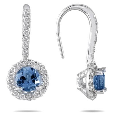 3/4 Carat TW Sapphire and Diamond Earrings in 10K White Gold