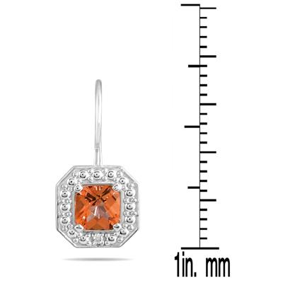 1 3/8 Cushion Cut Citrine and Diamond Earrings in 14K White Gold