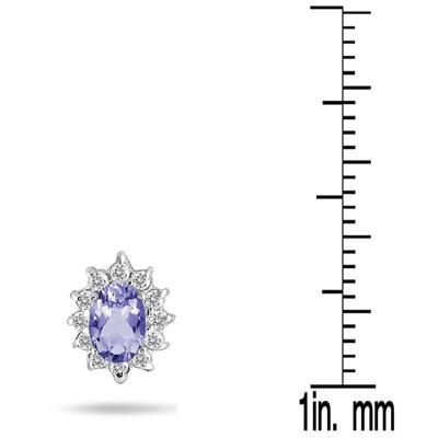 Tanzanite and Diamond Flower Earrings in 10K White Gold