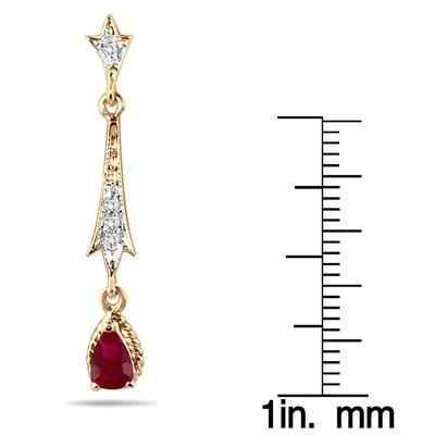 Ruby and Diamond Earrings 14k Yellow Gold