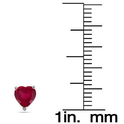 2.25 Carat Heart Shape Ruby Stud Earrings in .925 Sterling Silver