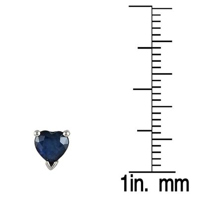 1.50 Carat Heart Shaped Sapphire Stud Earrings in .925 Sterling Silver