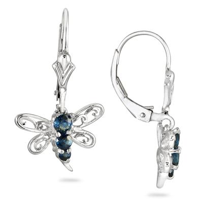 1/2 Carat Sapphire Butterfly Hoop Earrings in .925 Sterling Silver