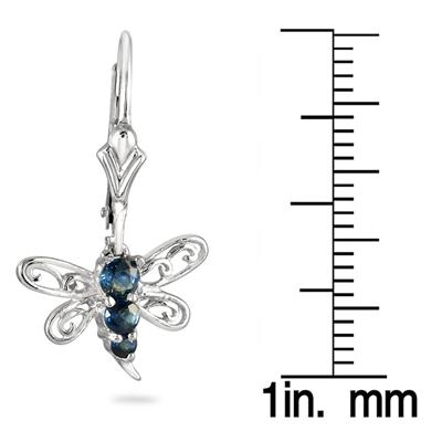 1/2 Carat Sapphire Butterfly Hoop Earrings in .925 Sterling Silver
