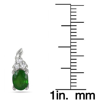 2.40 Carat Oval Emerald and Diamond Earrings in .925 Sterling Silver
