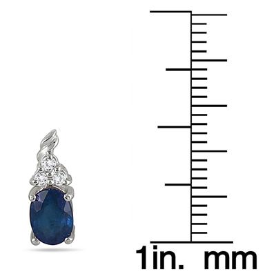 2.40 Carat Oval Sapphire and Diamond Earrings in .925 Sterling Silver