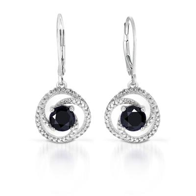 Diamond and Sapphire Earrings in .925 Sterling Silver