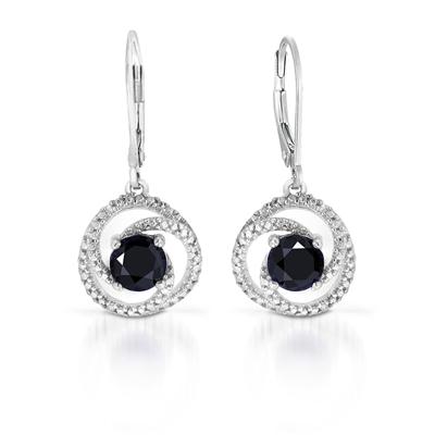 Diamond and Sapphire Earrings in .925 Sterling Silver 