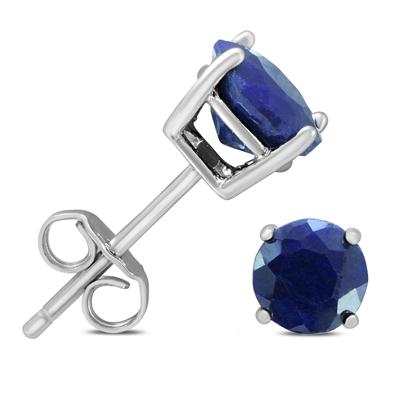 6mm September Sapphire Stud Earrings in .925 Sterling Silver
