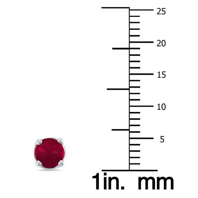 5MM All Natural Round Ruby Stud Earrings in .925 Sterling Silver