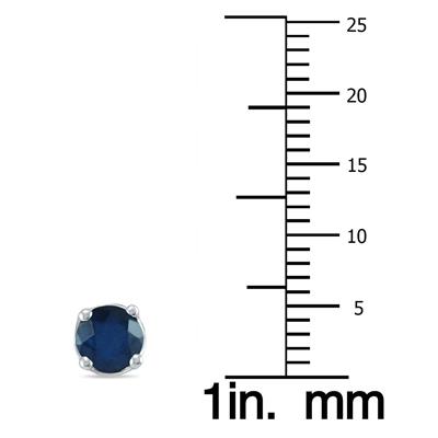 5MM All Natural Round Sapphire Stud Earrings in .925 Sterling Silver