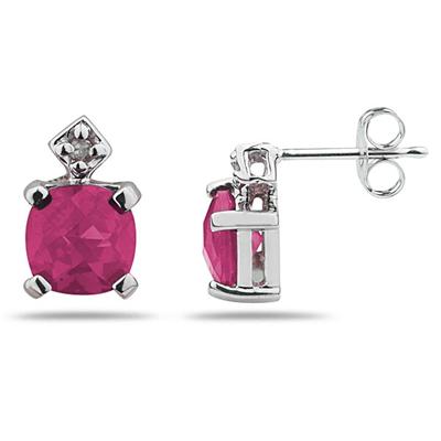 1.20CTW Pink Topaz & Diamond Earrings in White Gold