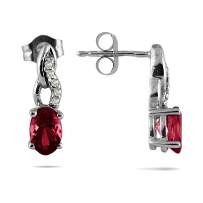 Ruby and Diamond Earrings in 10k White Gold