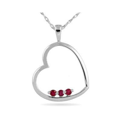 Ruby Heart Pendant in 10K White Gold