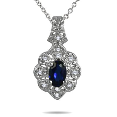 .50 Created Sapphire and Genuine Diamond Pendant in .925 Sterling Silver