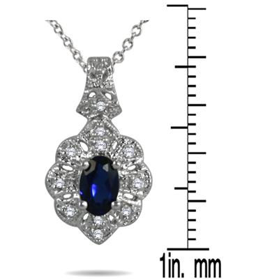 .50 Created Sapphire and Genuine Diamond Pendant in .925 Sterling Silver