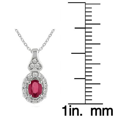 Ruby and Diamond Pendant in 10k White Gold