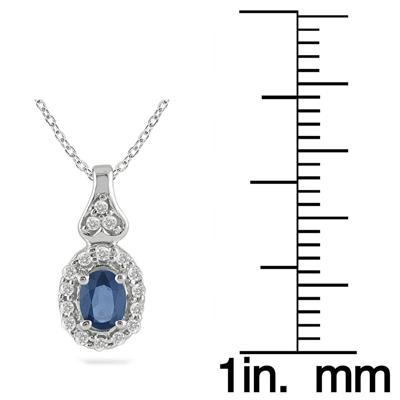 Sapphire and Dimaond Pendant in 10k White gold