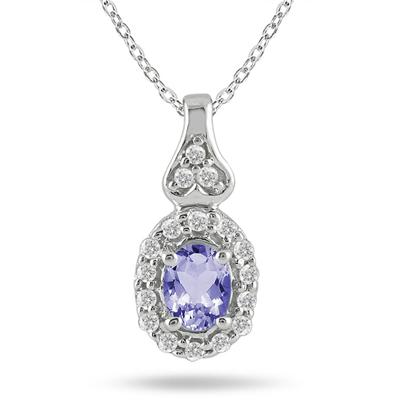 Tanzanite and Diamond Pendant in 10K White Gold