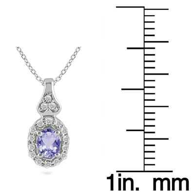 Tanzanite and Diamond Pendant in 10K White Gold