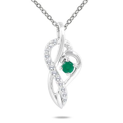 Emerald and Diamond Pendant in 10K White Gold