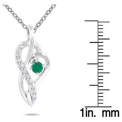 Emerald and Diamond Pendant in 10K White Gold