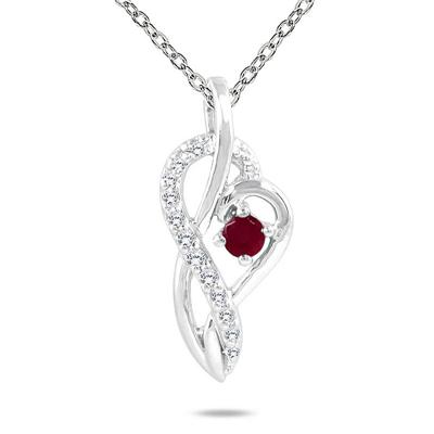 Ruby and Diamond Pendant in 10K White Gold
