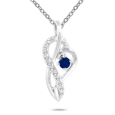 Sapphire and Diamond Pendant in 10K White Gold