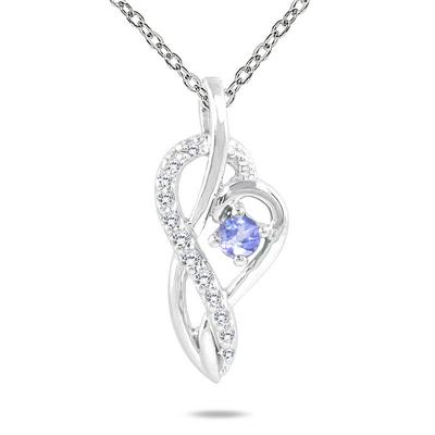Tanzanite and Diamond Pendant in 10K White Gold