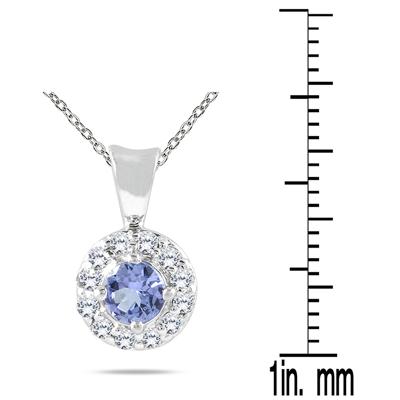 10K White Gold tanzanite and Daimond Pendant
