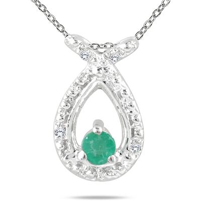 Emerald and Diamond Pendant in 10K White Gold