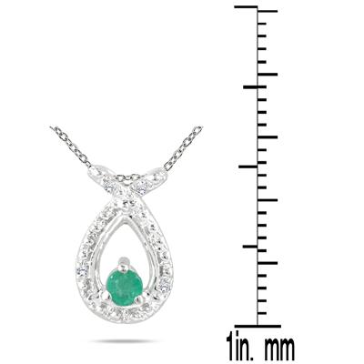 Emerald and Diamond Pendant in 10K White Gold