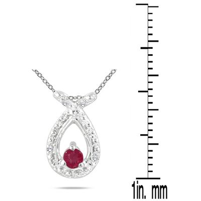 Ruby and Diamond Pendant in 10K White Gold