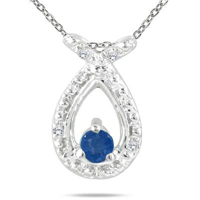 Sapphire and Diamond Pendant in 10K White Gold