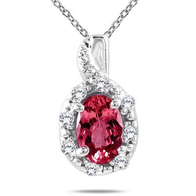 10K White Gold Ruby and Diamond Pendant
