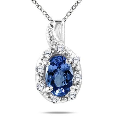 10K White Gold Sapphire and Diamond Pendant 