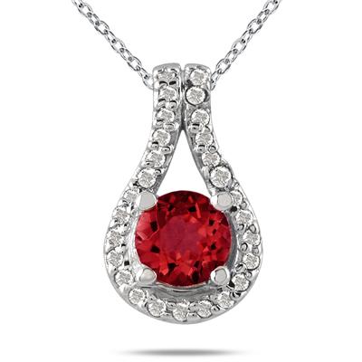 5/8 CTW Ruby and Diamond Pendant in 10K White Gold