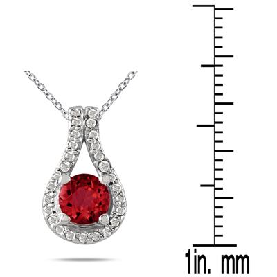 5/8 CTW Ruby and Diamond Pendant in 10K White Gold