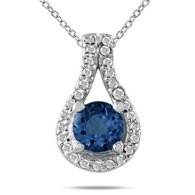 5/8 CTW Sapphire and Diamond Pendant in 10K White Gold