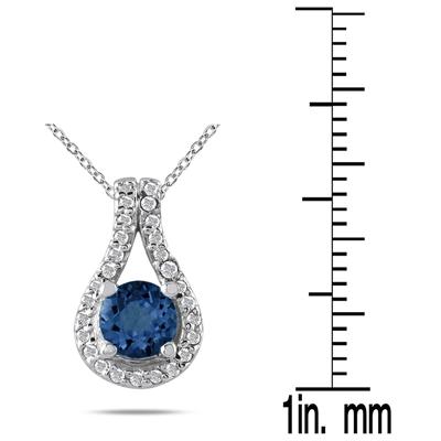 5/8 CTW Sapphire and Diamond Pendant in 10K White Gold
