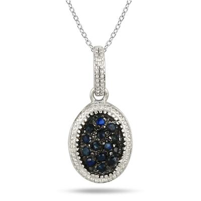 1/5 Carat Sapphire Drusy Pendant in .925 Sterling Silver