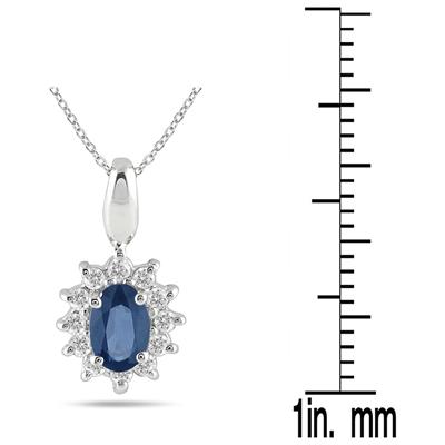 1/5 Carat TW Sapphire and Diamond Flower Pendant in 10K White Gold