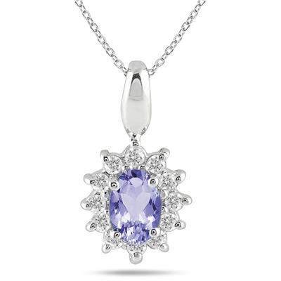 1/5 Carat TW Tanzanite and Diamond Pendant in 10K White Gold